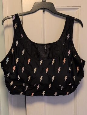 torrid Black Lightning Bolt Print Bodysuit Swim Top 5x